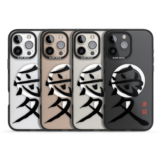 Japanese Kanji - Love Black Impact Magsafe Phone Case for iPhone 16 Pro, iPhone 16 Pro Max