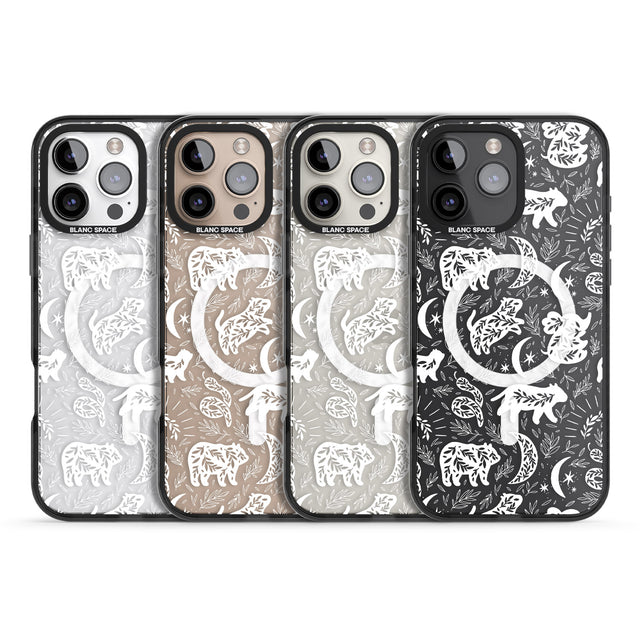 iPhone 16 Pro Max Forest Animal Silhouettes: White/Clear Black Impact Phone Case