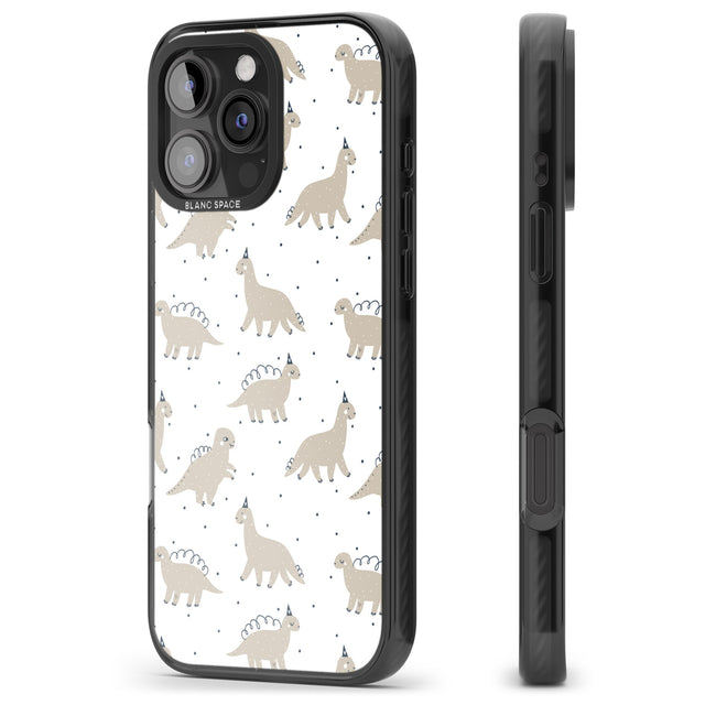 iPhone 16 Pro Max Adorable Dinosaurs Pattern Black Impact Phone Case