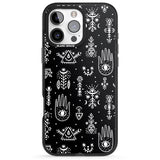 iPhone 16 Pro Max Tribal Palms - White on Black Black Impact Phone Case