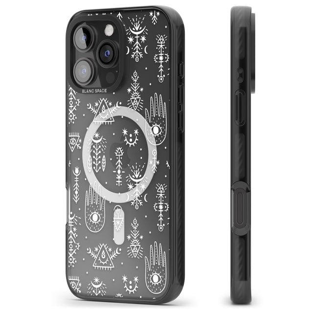 iPhone 16 Pro Max Black Tribal Palms Black Impact Phone Case