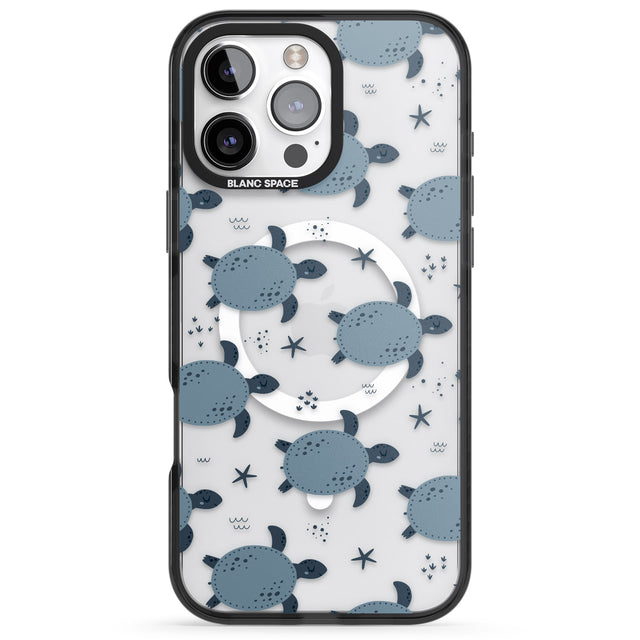 iPhone 16 Pro Max Under The Sea Patterns Sea Turtles (Clear) Black Impact Phone Case