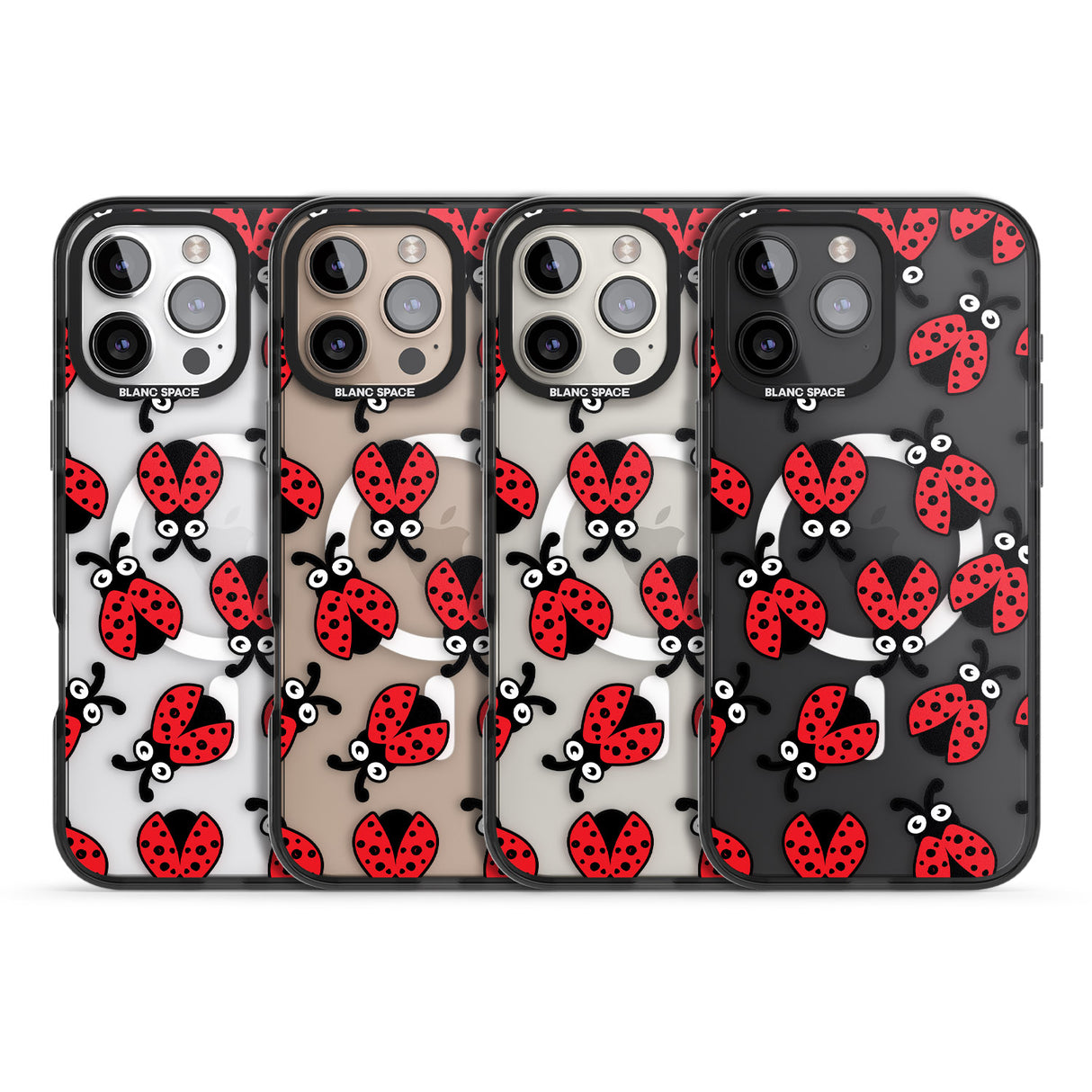 iPhone 16 Pro Max Ladybug Pattern Black Impact Phone Case