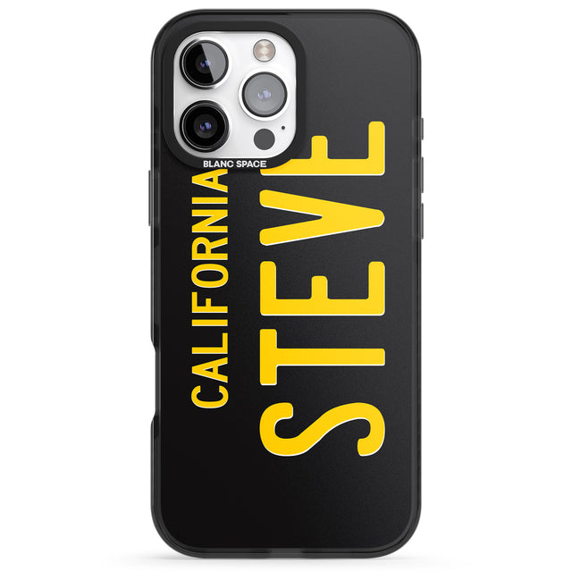 iPhone 16 Pro Max Vintage California License Plate Black Impact Phone Case