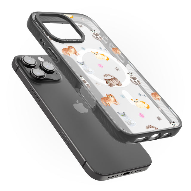 iPhone 16 Pro Max Cats with Toys - Clear Black Impact Phone Case