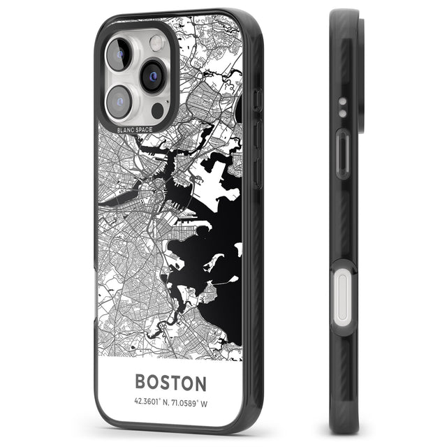 iPhone 16 Pro Max Map of Boston, Massachusetts Black Impact Phone Case