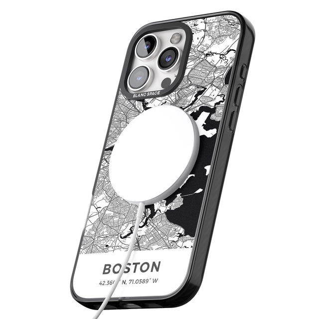 iPhone 16 Pro Max Map of Boston, Massachusetts Black Impact Phone Case