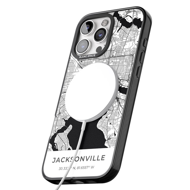 iPhone 16 Pro Max Map of Jacksonville, Florida Black Impact Phone Case