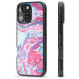 iPhone 16 Pro Max Pink, Blue & Purple Marbled Paper Pattern Black Impact Phone Case