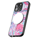 iPhone 16 Pro Max Pink, Blue & Purple Marbled Paper Pattern Black Impact Phone Case