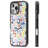 iPhone 16 Pro Max Colourful Squiggles Memphis Retro Pattern Design Black Impact Phone Case