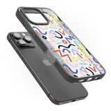 iPhone 16 Pro Max Colourful Squiggles Memphis Retro Pattern Design Black Impact Phone Case