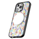 iPhone 16 Pro Max Colourful Mixed Shapes Retro Pattern Design Black Impact Phone Case