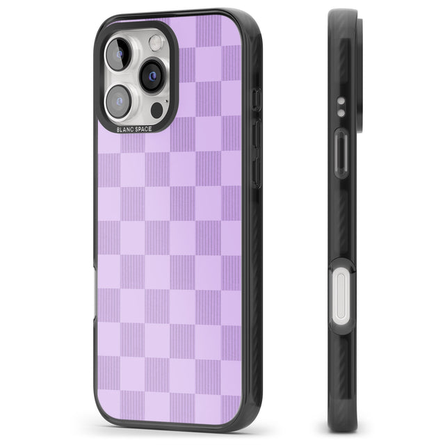 iPhone 16 Pro Max LILAC CHECKERED Black Impact Phone Case + Magsafe