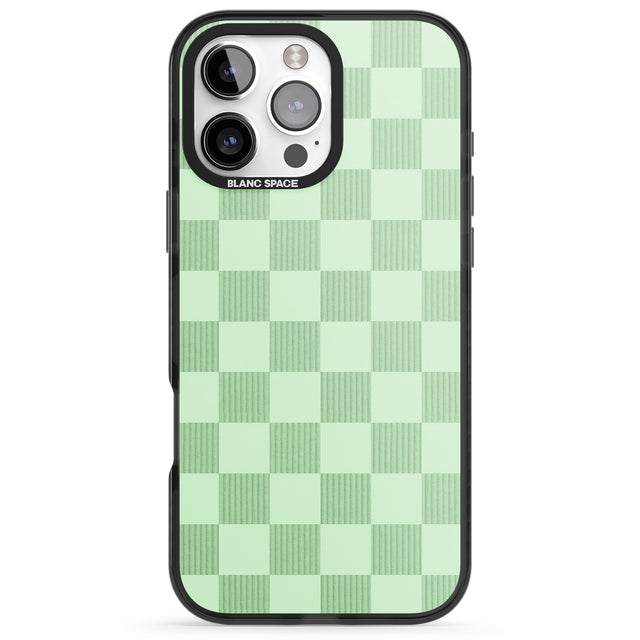 iPhone 16 Pro Max SEAFOAM CHECKERED Black Impact Phone Case + Magsafe