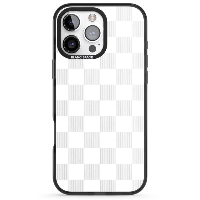 iPhone 16 Pro Max WHITE CHECKERED Black Impact Phone Case + Magsafe