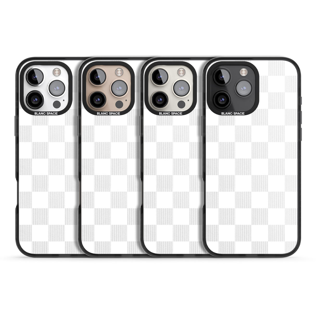 iPhone 16 Pro Max WHITE CHECKERED Black Impact Phone Case + Magsafe