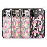 iPhone 16 Pro Max Cute Mushrooms Pattern Black Impact Phone Case