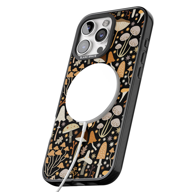 iPhone 16 Pro Max Sentimental Mushrooms Pattern Black Impact Phone Case