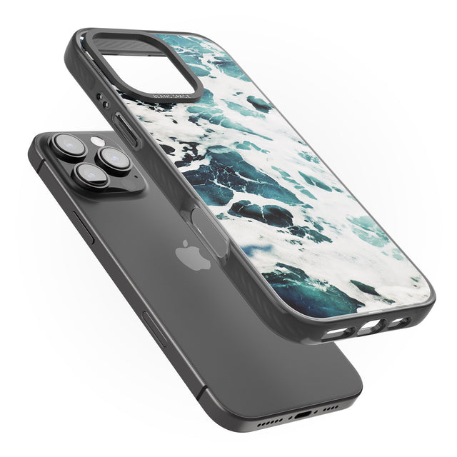 iPhone 16 Pro Max Ocean Waves Photograph Black Impact Phone Case