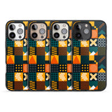 iPhone 16 Pro Max Funky Geometric Patterns: Orange & Dark Green Black Impact Phone Case