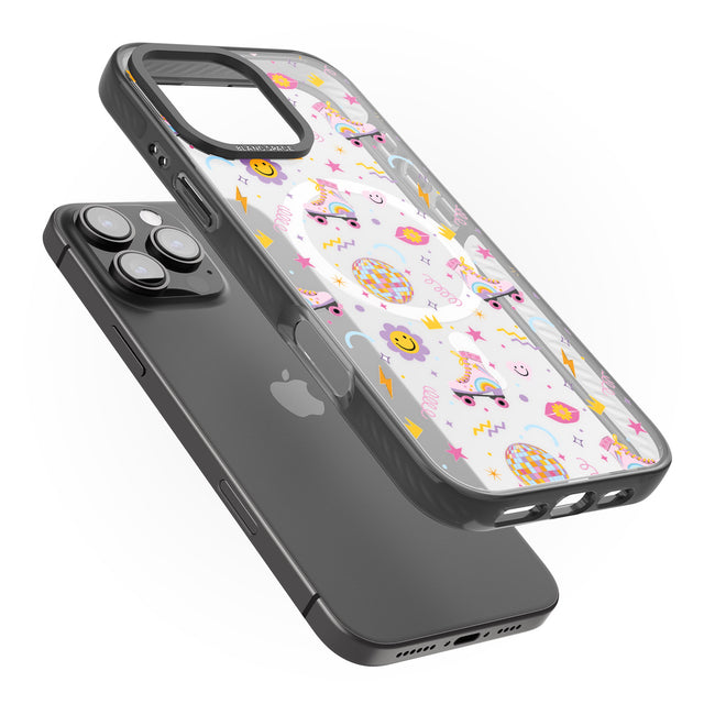 iPhone 16 Pro Max Roller Disco Pattern Black Impact Phone Case