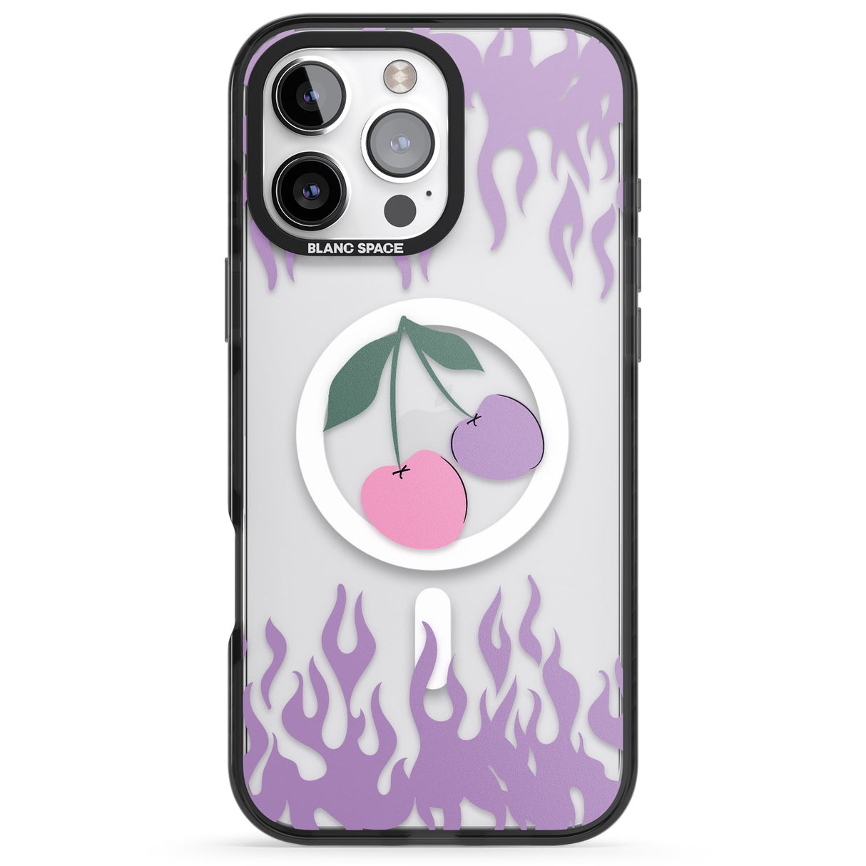 iPhone 16 Pro Max Cherries n' Flames Black Impact Phone Case