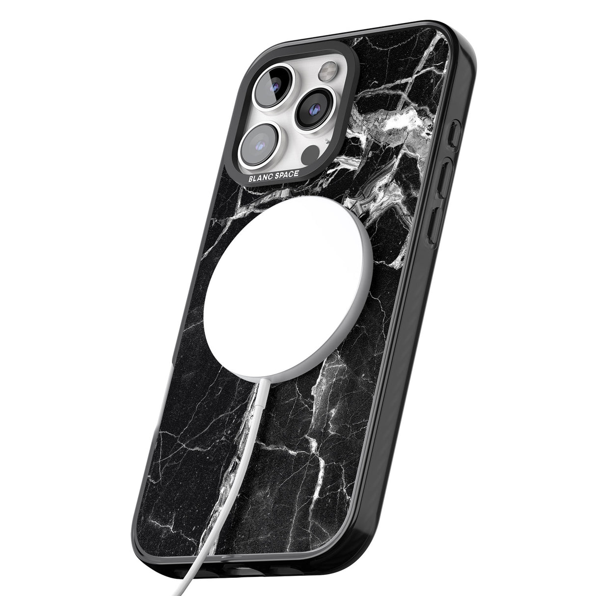 iPhone 16 Pro Max Black Onyx Marble Texture Black Impact Phone Case