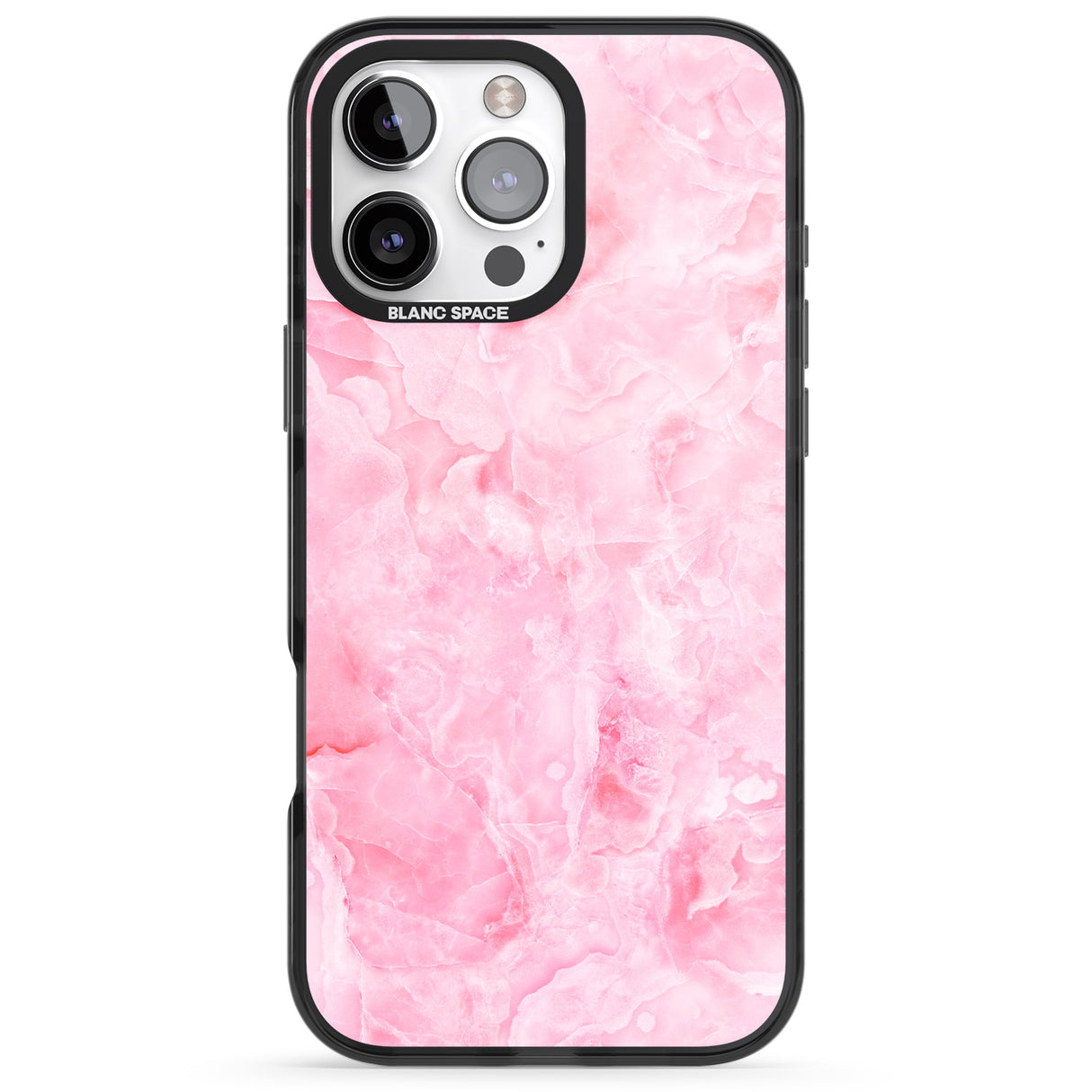 iPhone 16 Pro Max Bright Pink Onyx Marble Texture Black Impact Phone Case