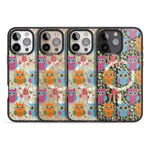 iPhone 16 Pro Max Forrest Owl Clear Pattern Black Impact Phone Case