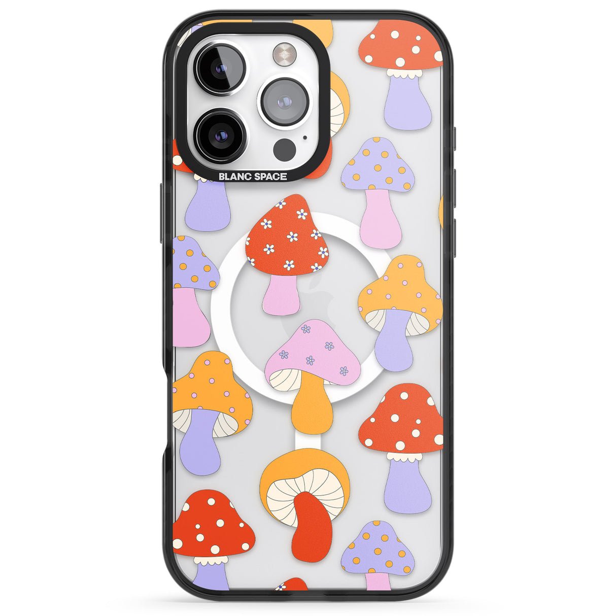 iPhone 16 Pro Max Happy Shrooms Black Impact Phone Case