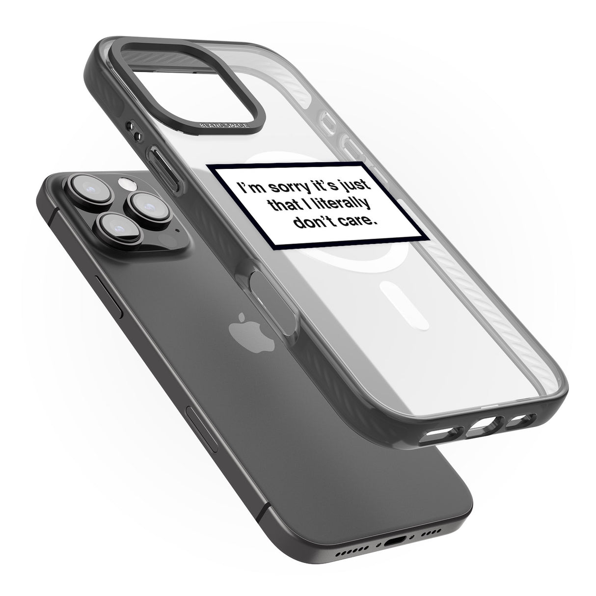 iPhone 16 Pro Max I Literally Don't Care Black Impact Phone Case