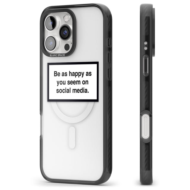 iPhone 16 Pro Max Happy on Social Media Black Impact Phone Case