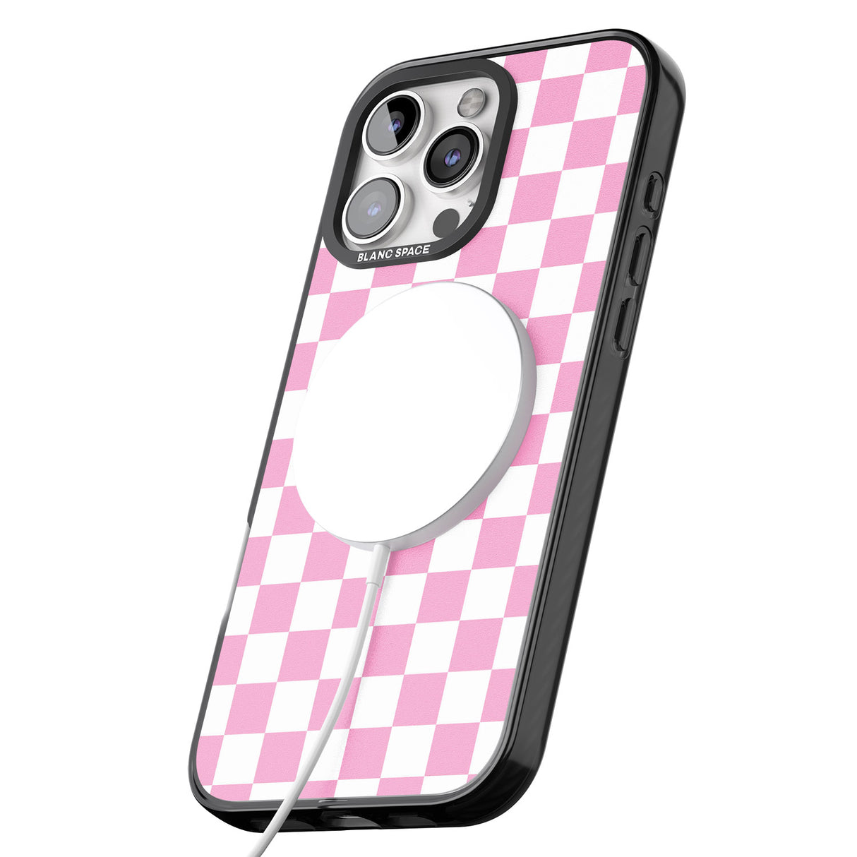 iPhone 16 Pro Max Pink Checkered Black Impact Phone Case