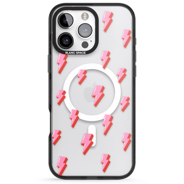 iPhone 16 Pro Max Pink Bolt Pattern Black Impact Phone Case