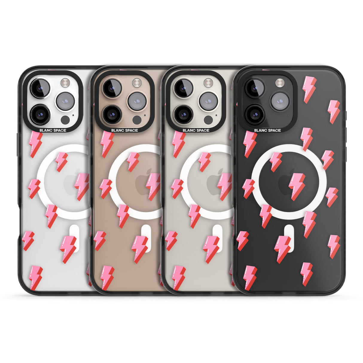 iPhone 16 Pro Max Pink Bolt Pattern Black Impact Phone Case