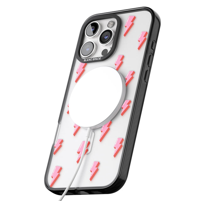 iPhone 16 Pro Max Pink Bolt Pattern Black Impact Phone Case