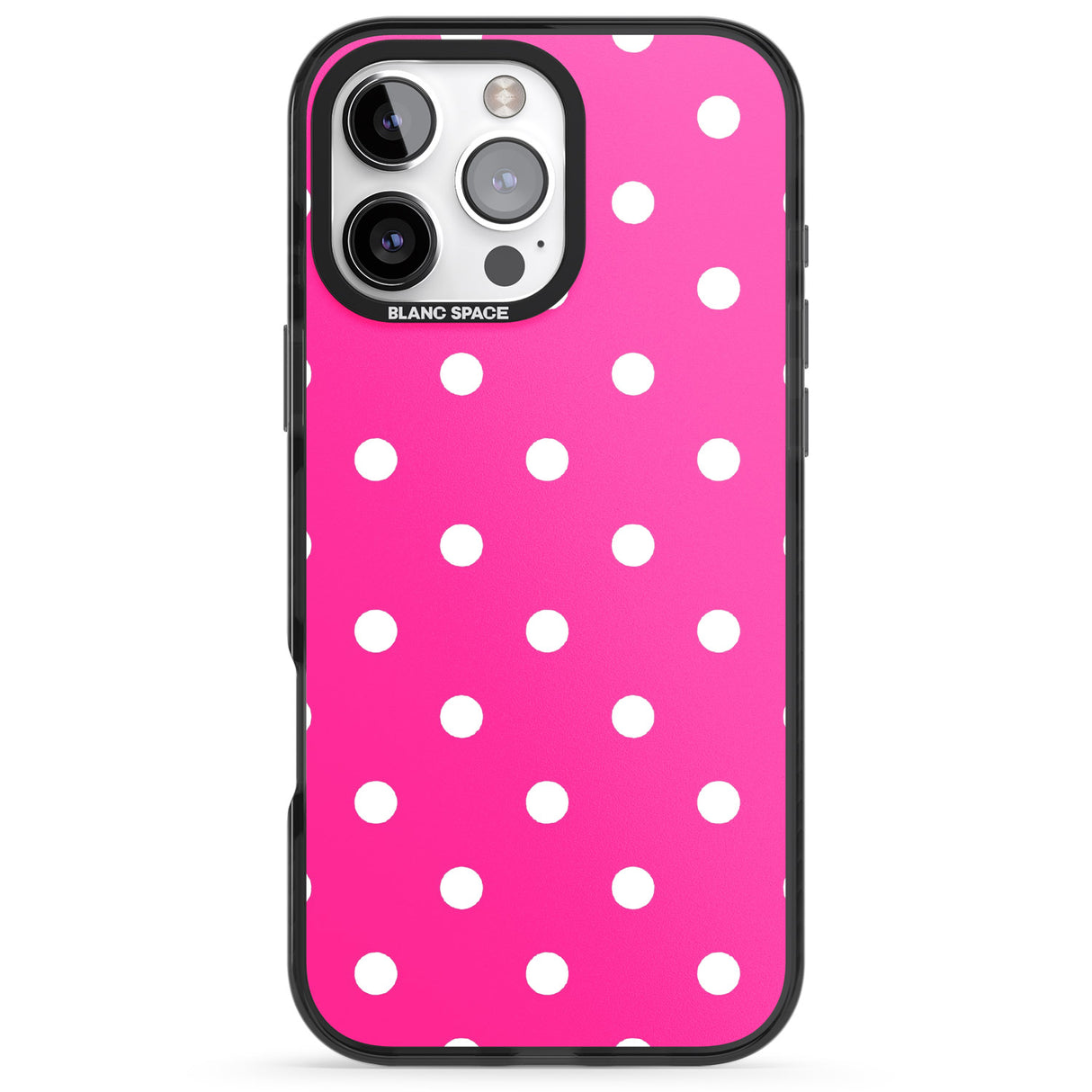 iPhone 16 Pro Max Pink Polka Dot Black Impact Phone Case