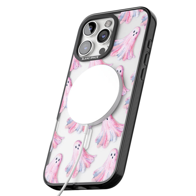 Pink Ghosts Black Impact Magsafe Phone Case for iPhone 16 Pro, iPhone 16 Pro Max