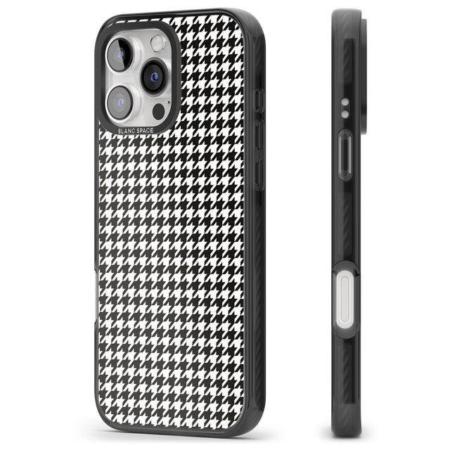 iPhone 16 Pro Max Chic Houndstooth Check Black Impact Phone Case