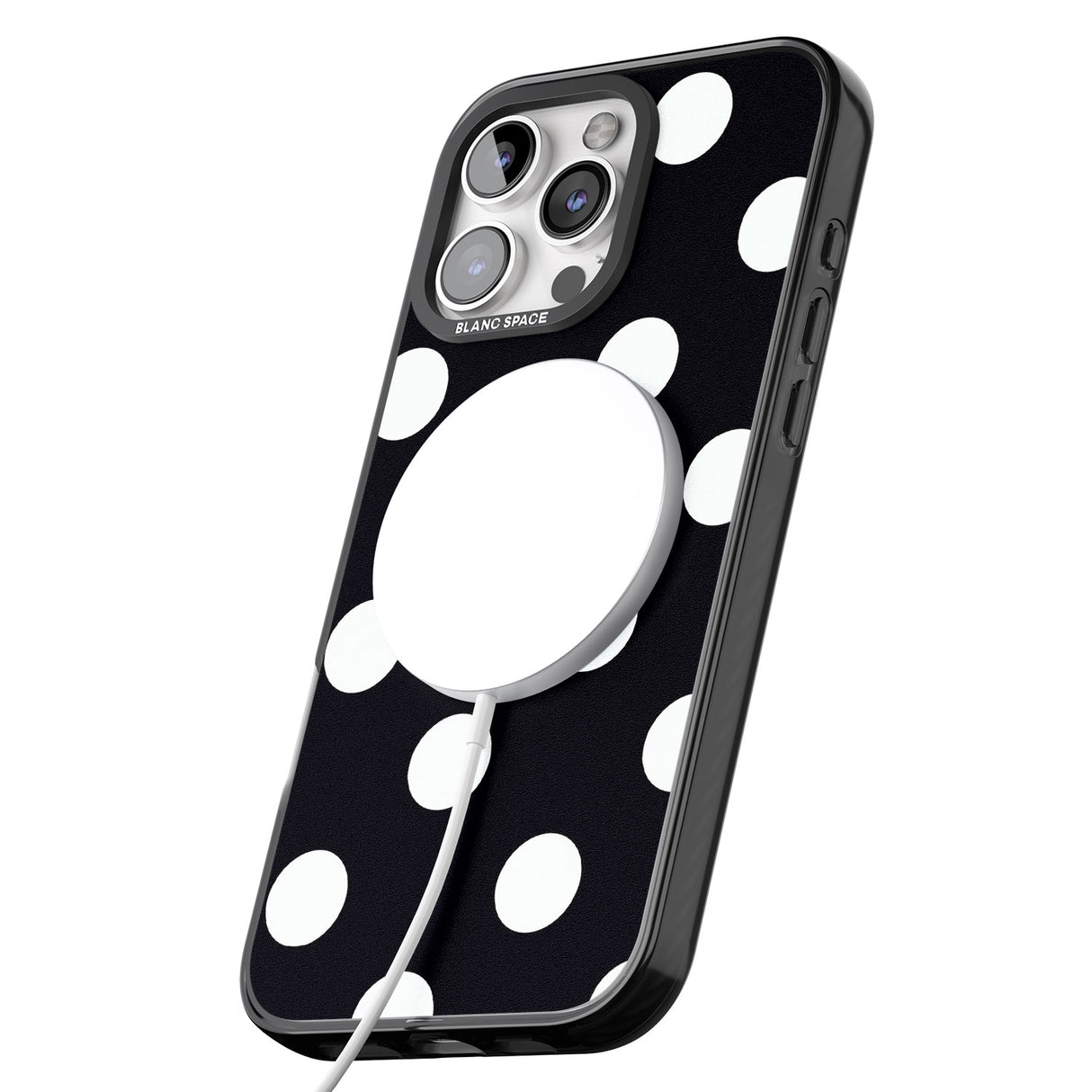 iPhone 16 Pro Max Chic Black Polka Dot Black Impact Phone Case