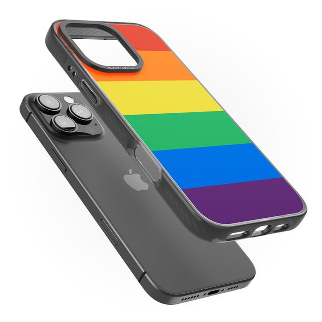 iPhone 16 Pro Max Rainbow Stripes Black Impact Phone Case