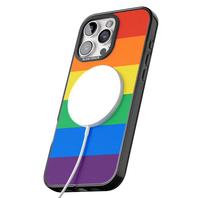 iPhone 16 Pro Max Rainbow Stripes Black Impact Phone Case