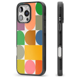 iPhone 16 Pro Max Abstract Retro Shapes: Rainbow Mix Black Impact Phone Case