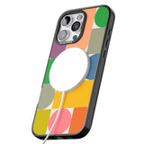 iPhone 16 Pro Max Abstract Retro Shapes: Rainbow Mix Black Impact Phone Case