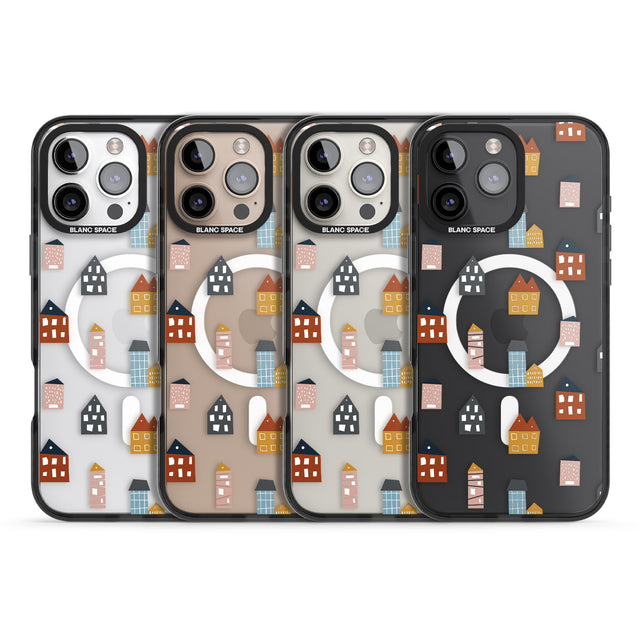 iPhone 16 Pro Max Cute Scandinavian Buildings Black Impact Phone Case