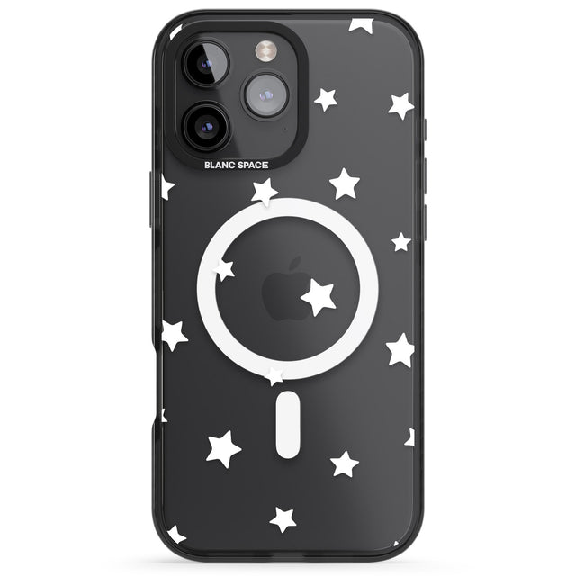 iPhone 16 Pro Max White Stars Pattern Black Impact Phone Case