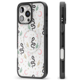 iPhone 16 Pro Max Snake & Moon Pattern (Clear) Black Impact Phone Case