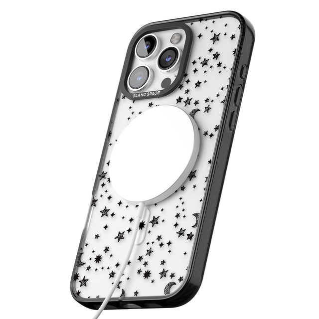 iPhone 16 Pro Max Black Cosmic Galaxy Pattern Black Impact Phone Case