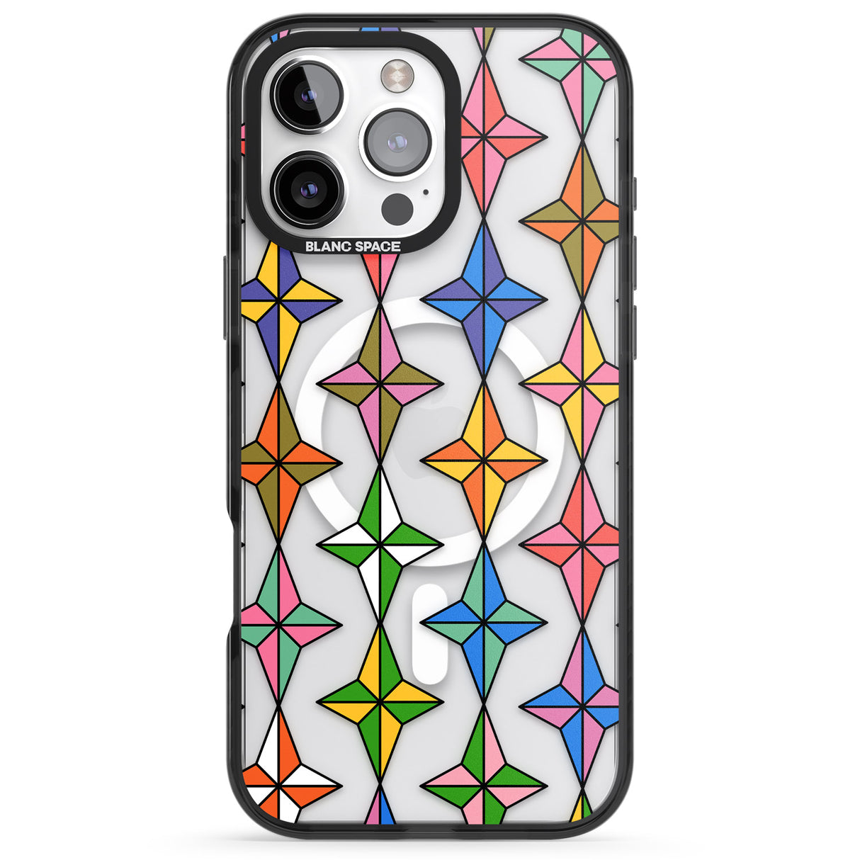 iPhone 16 Pro Max Multi Colour Stars Pattern Black Impact Phone Case